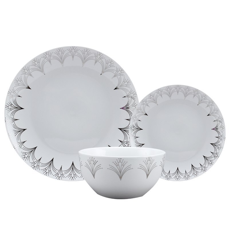 White Fine Ceramic Dinner Plate Set, For Kitchen img