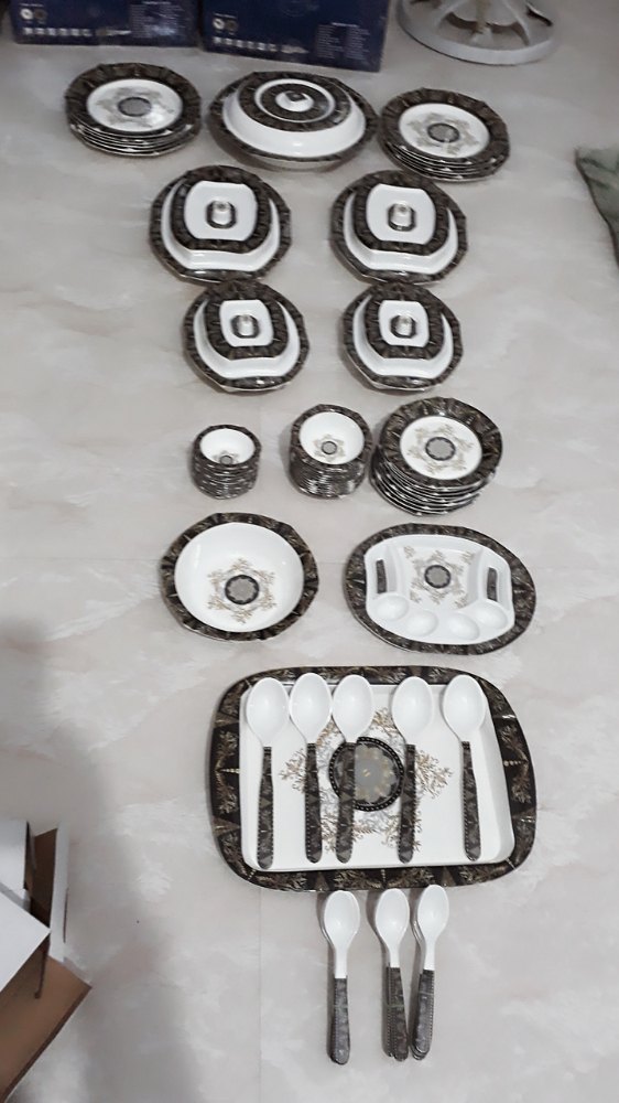 AI Black & White Pearl Dinner Set, Packaging Type: Box img