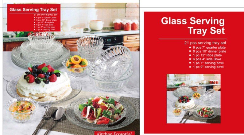 White Designer Glass Dinner Set, Packaging Type: Box