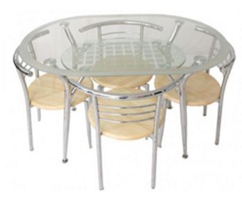 Oval A20 Glass Top Dining Set, 4 Seater