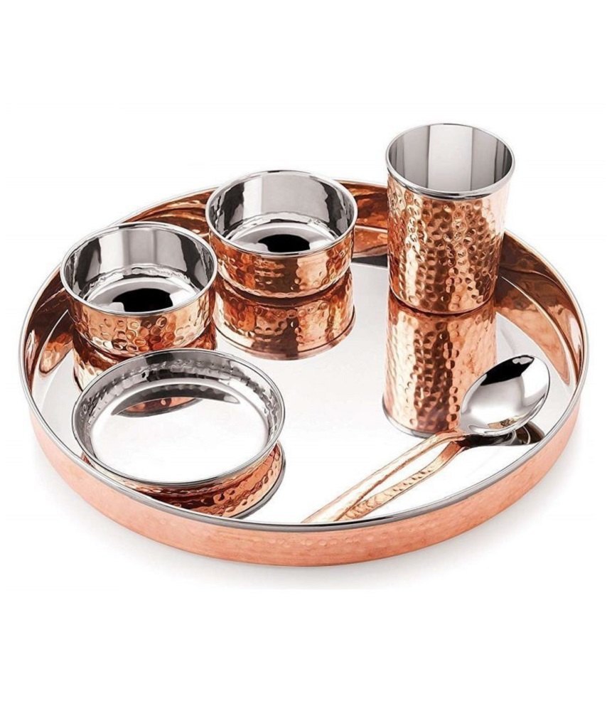 SS, Copper Steel Copper Thali Set, For Restaurant, 6 Pieces