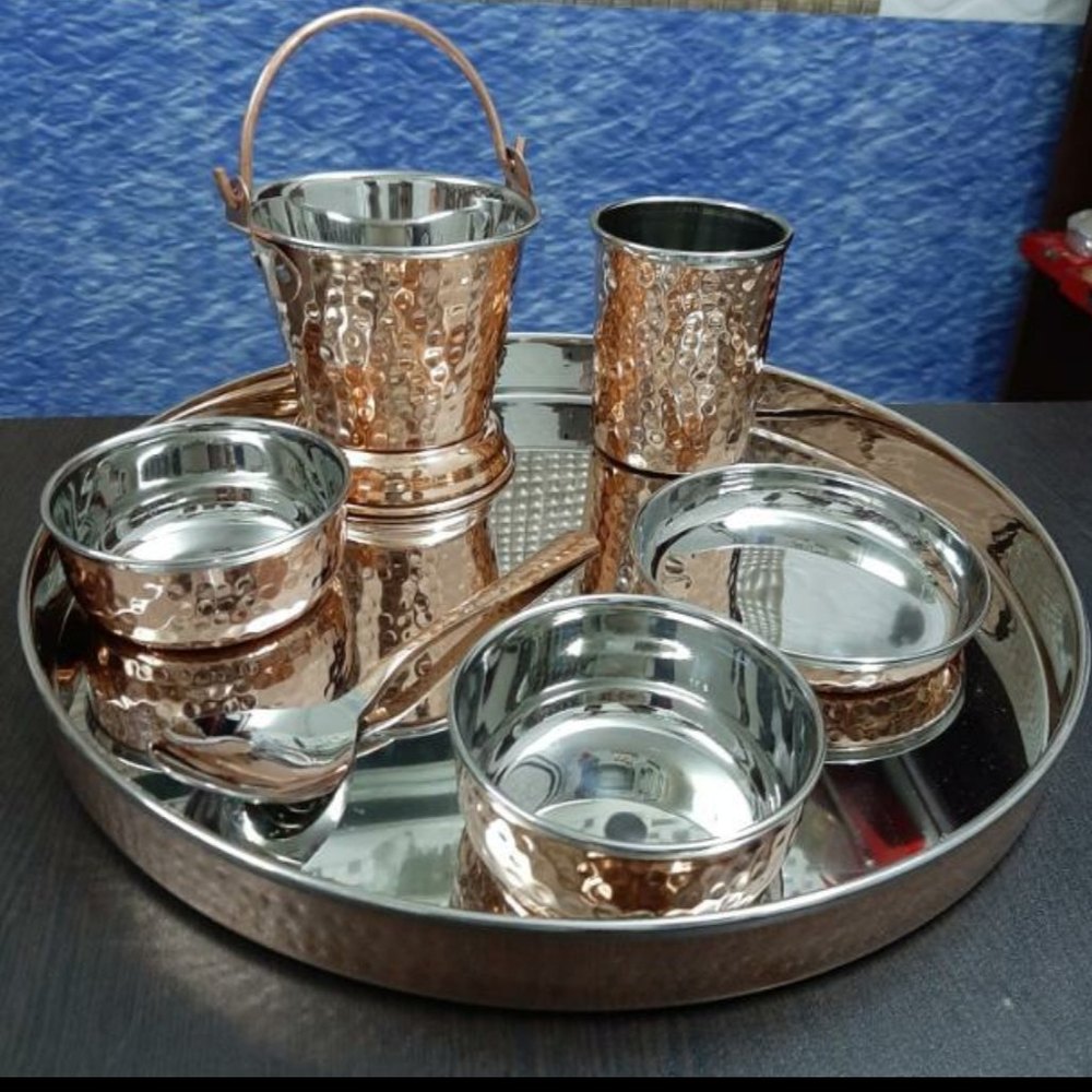 Platter Copper thali set, For Home, Size: 15 Inches