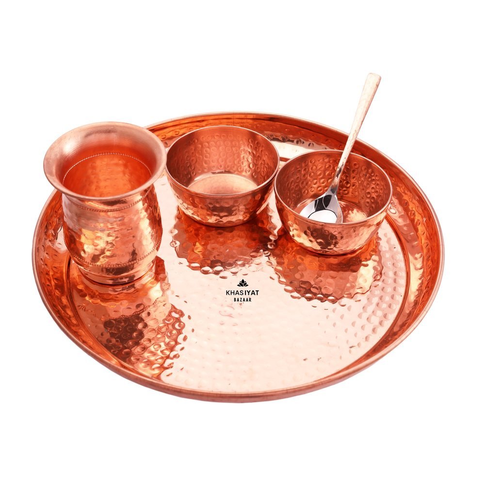 Pure Copper Thali Set, For Restaurant