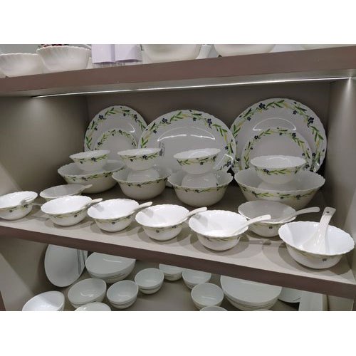 White Ceramic Bone China Dinner Sets, for Serving, Packaging Type: Box img