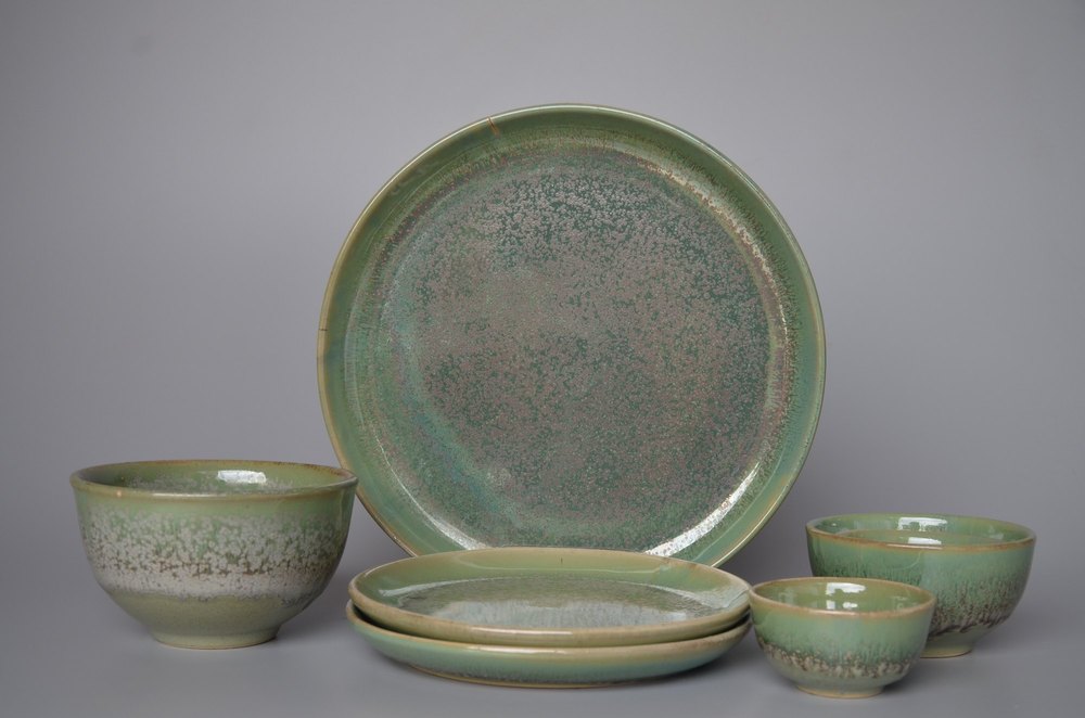 MRID CERA GREEN Handmade Ceramic Stoneware Dinnerware, For Home, 6