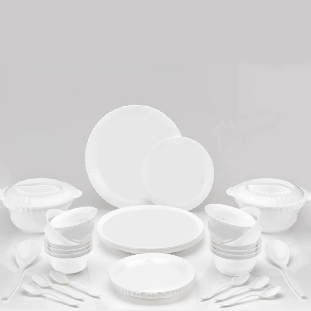DEODAP White LIGHT WEIGHT PLASTIC DINNER SET OF 36 PIECES(2182)