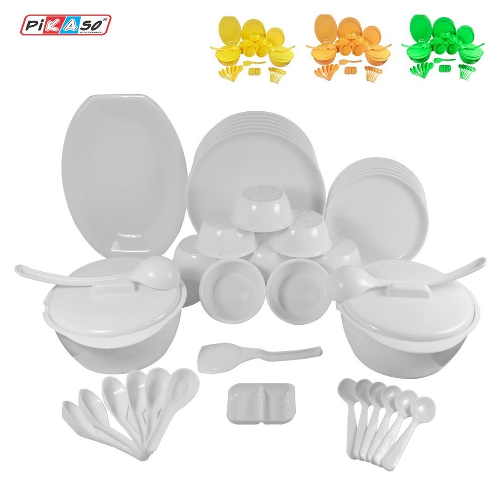 pikaso White Plastic Microwave Dinner Set, 45