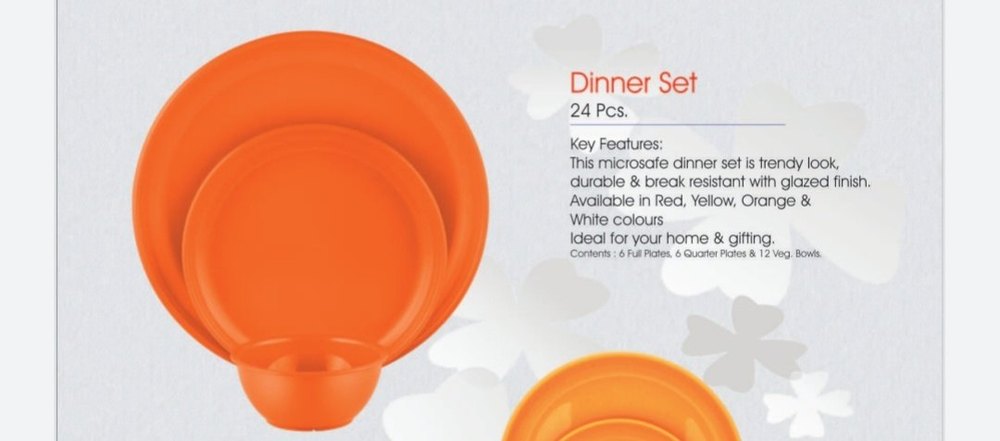 Multicolor Plastic Dinner Set 24 Pcs. Microwave Safe