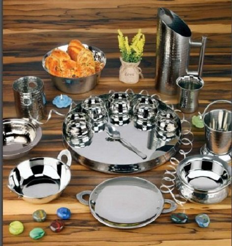 King International Silver Steel Dinnerware Set 36/42 Pieces Dinner Set, For Home