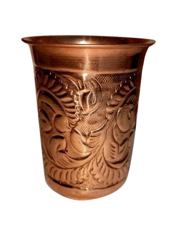 Rose Gold Round 250ml Antique Carved Copper Glass, For Commercial, Domestic
