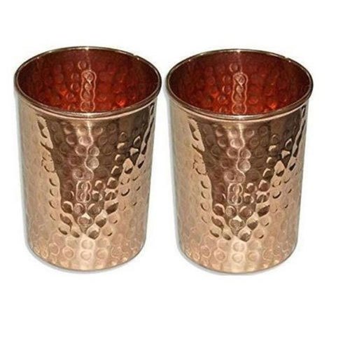 Round 250 ml Hammered Copper Glass, For Drinking Water