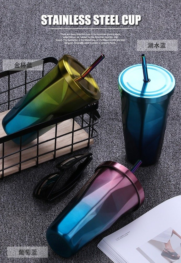 Double Wall Acrylic Tumbler With Straw, Packaging Type: Carton Box, Capacity: 500 ml img