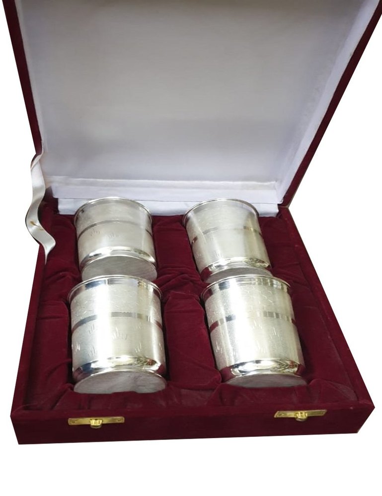 German Silver Glass Set, Packaging Type: Red Velvet Box, Size: 250ml