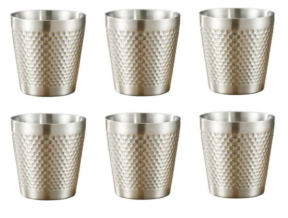 Round Silver Stainless Steel Water Glass 100ML, For multi purpose img