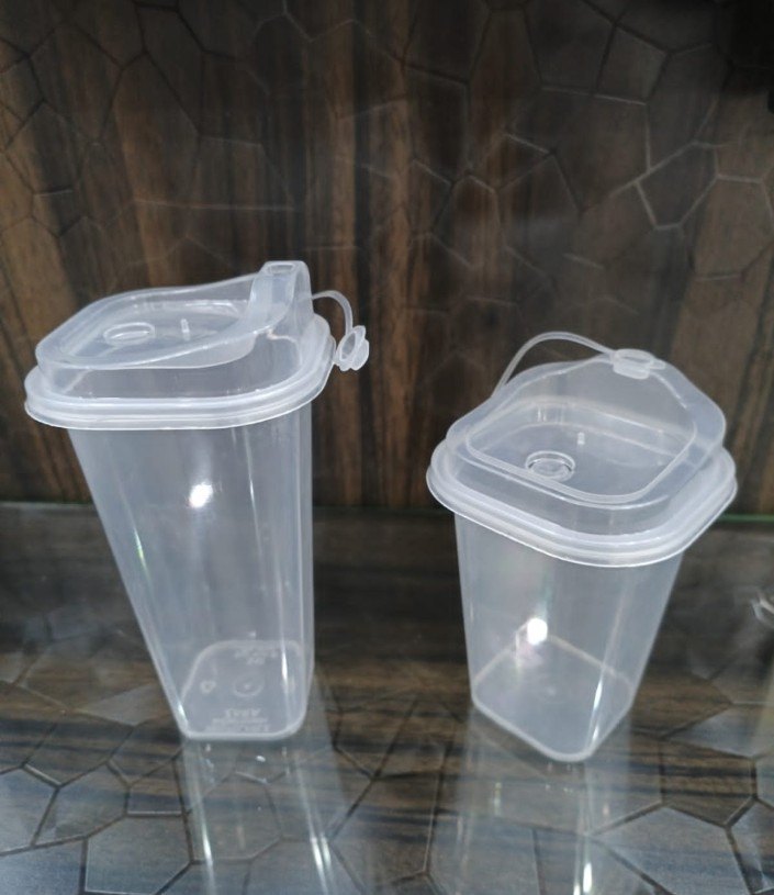 Disposable ThickShake Glass With Lid /Square Glass/Smoothie Glass / Milkshake Glass/Mocktail Glass