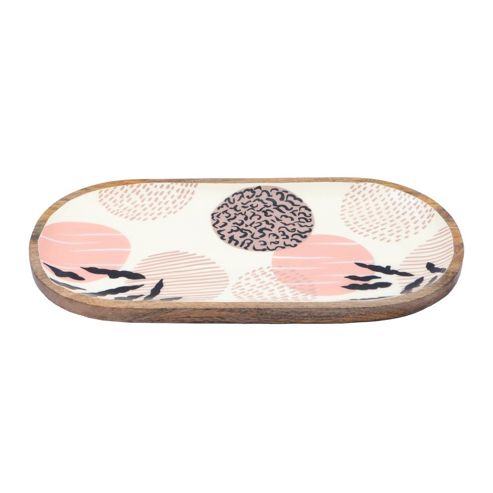 Multicolor Mango Wood Printed Platters, Size: Medium