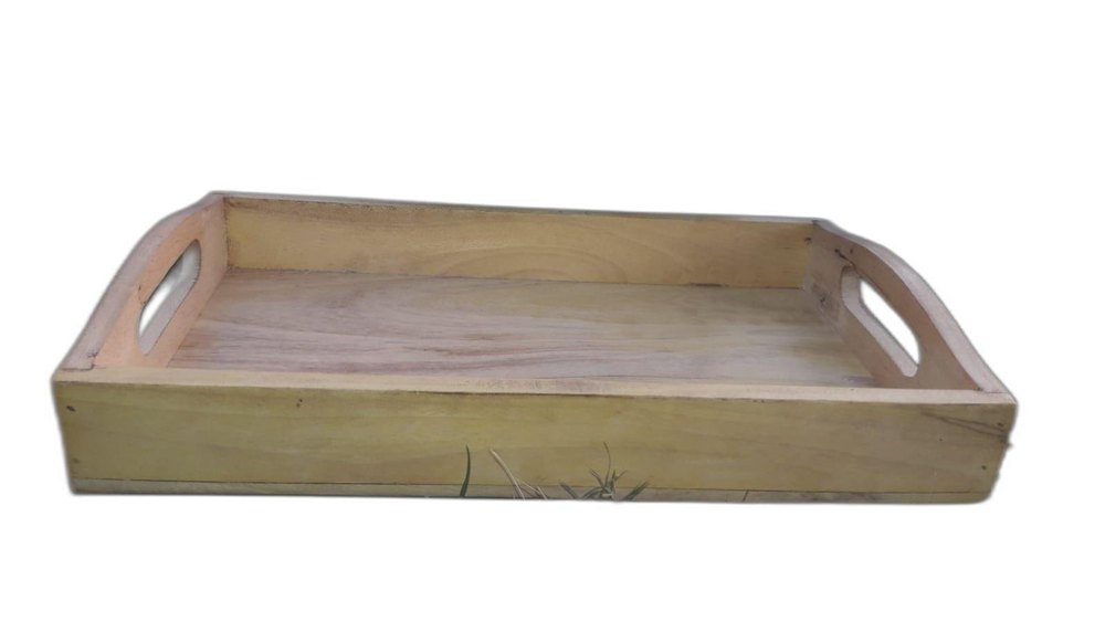 Castomised Plain Wooden Bamboo Serving Tray, Shape: Rectangle, Size: 14*12 Inches img