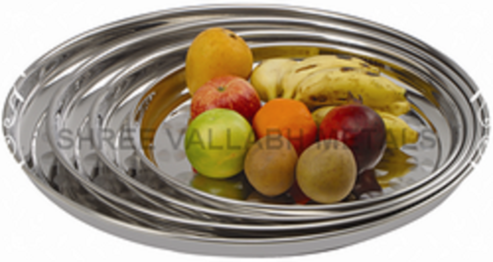Trays Stainless Steel Round Tray, For Kitchen, Mirror Finish