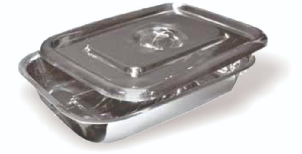 Rectangular Stainless Steel Instrument Tray With Lid, For Hospital, 8x12
