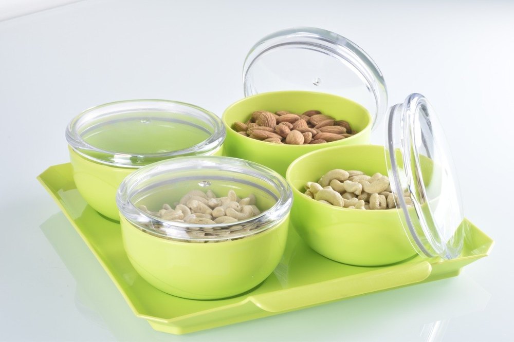 ANJANI Plastic Dry Fruit Tray With Bowls, For Home, Shape: Rectangle