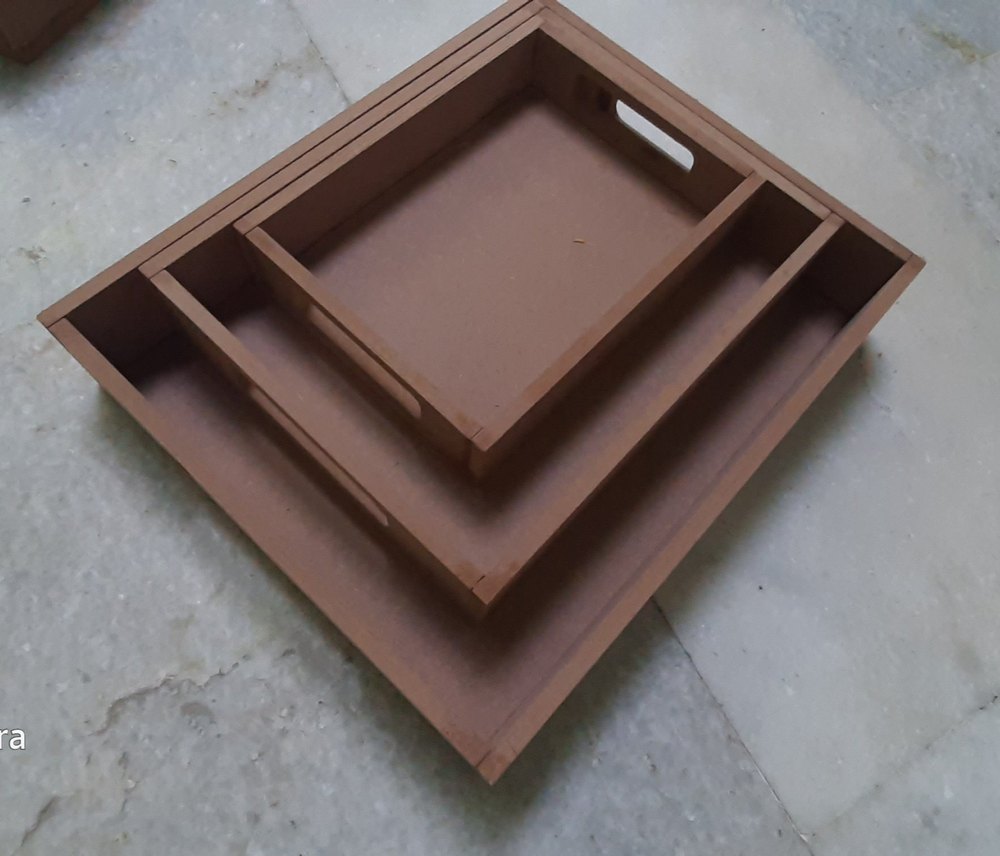 Resin And Decoupage Mdf Serving Tray, Shape: Rectangle, Size: 12x10x2 10x8 8x6