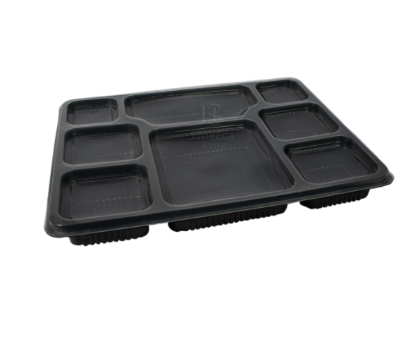Plastic Oracle 8CP Black Meal Tray, For Lunch or dinner, Shape: Rectangle