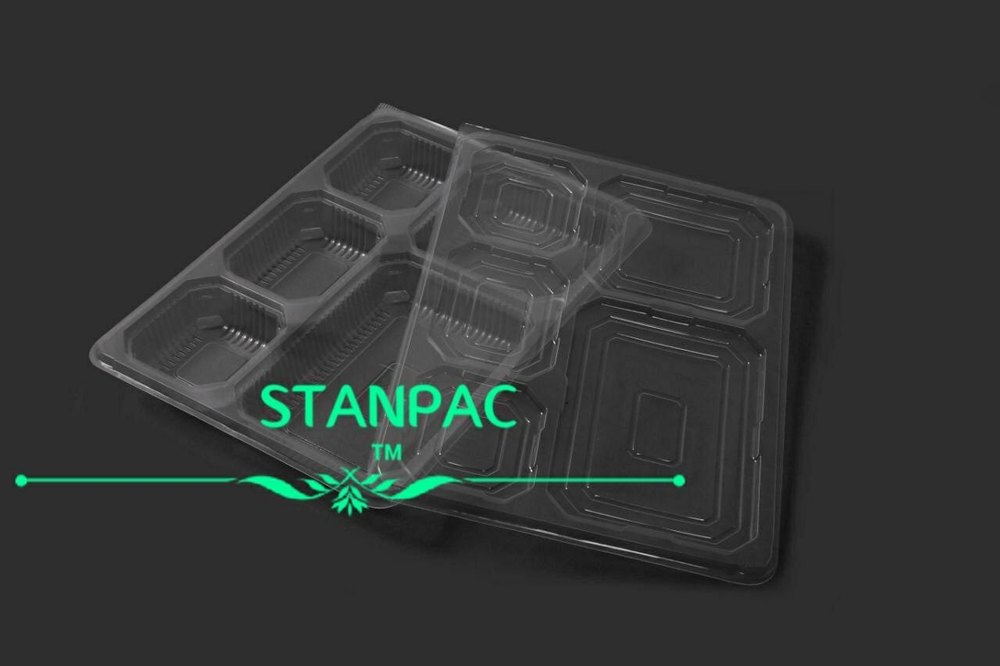Plastic 5cp Meal Tray Transparent, For Event and Party Supplies, Size: Standard img