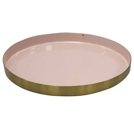 DSI Round Baby Pink Enamel Trays, For Home, Mirror Finish