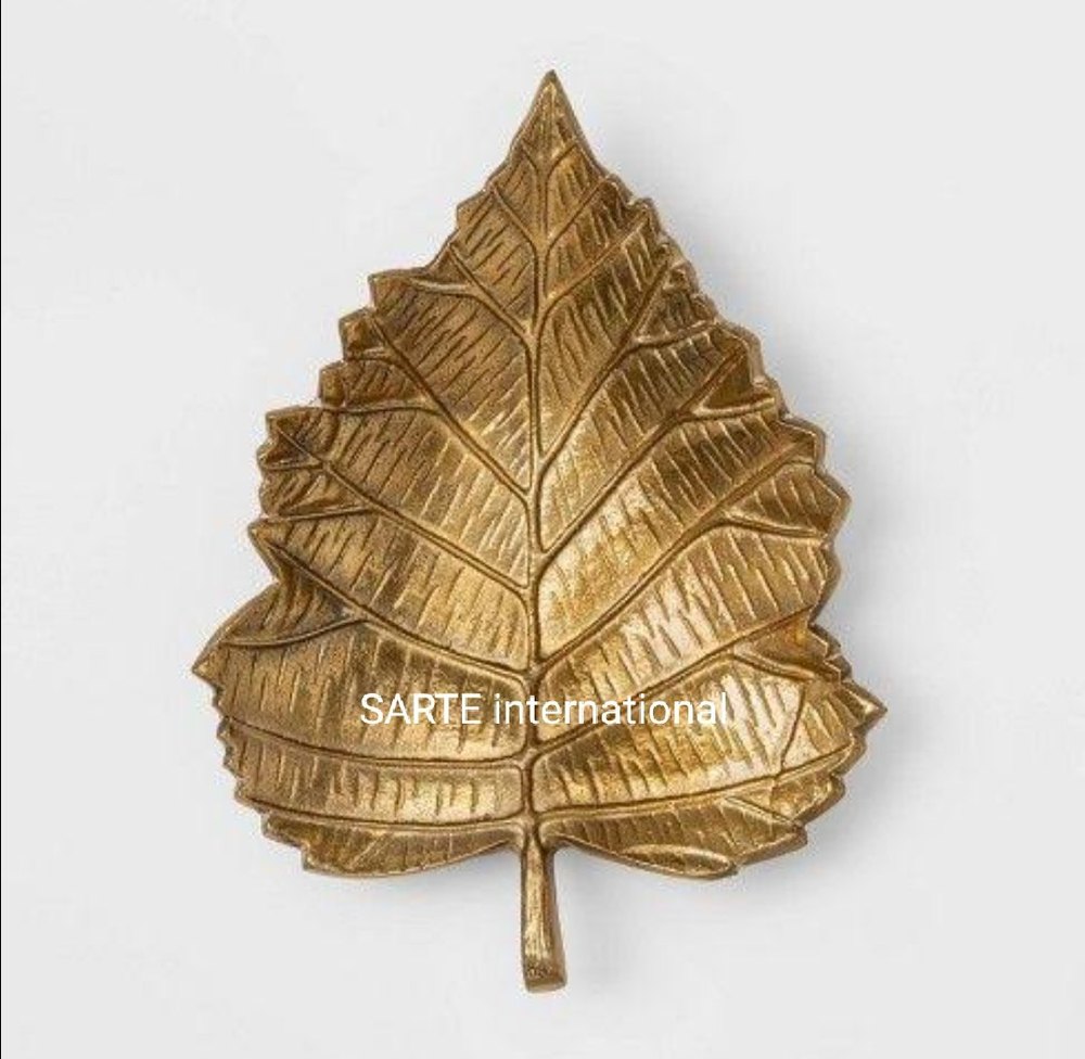 Hand Work Brass Leaf Tray, Shape: Oval, Size: 12x18 Inches