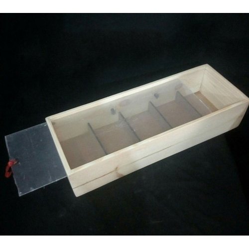 Craftehind 5 Partition Acrylic and Wooden Tray, Shape: Rectangle, Size: 7 X 19 Inch