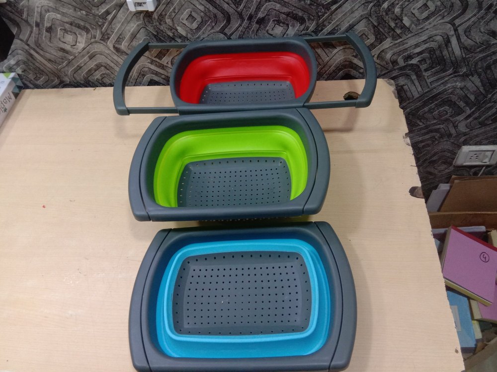 Silicon Foldable Vegetable Fruit Wash Tray, For Home, Shape: Rectangle
