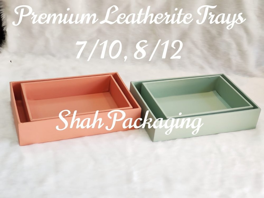 Peach And Mint Green Leatherite Leather Tray, 7x10 And 8x12 img