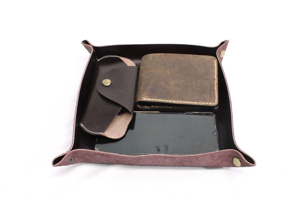 Maroon Leather Tray, Shape: Rectangle, Free img