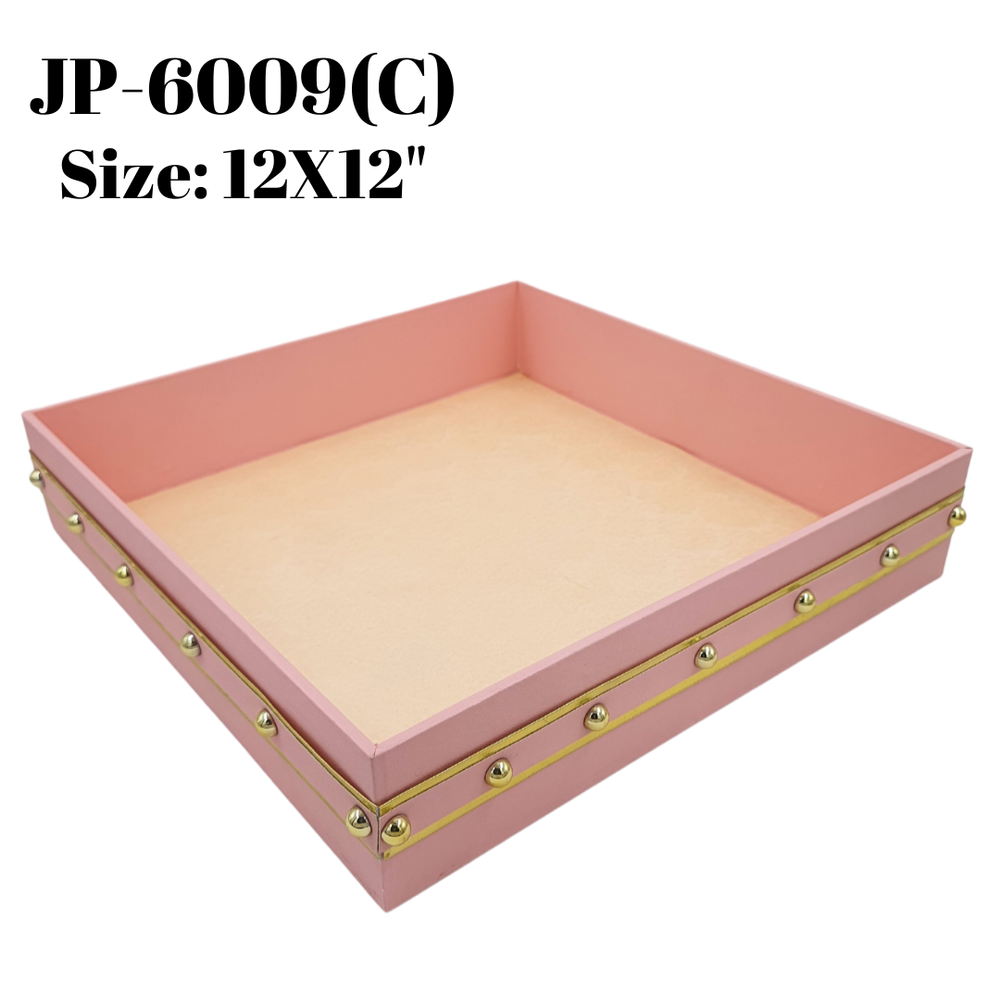 Pink Mdf Leather Tray, Rexine Tray, JP-6009(C), 12x12 Inches img