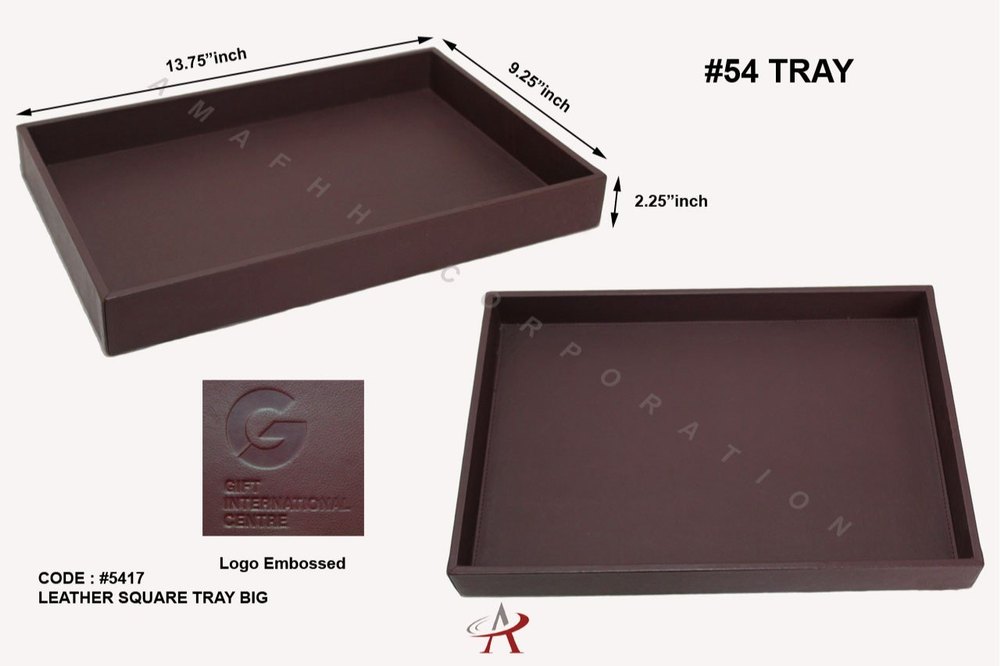 Brown Leather Tray, Packaging Type: Packet, 9.25 X 13.75 Inch img