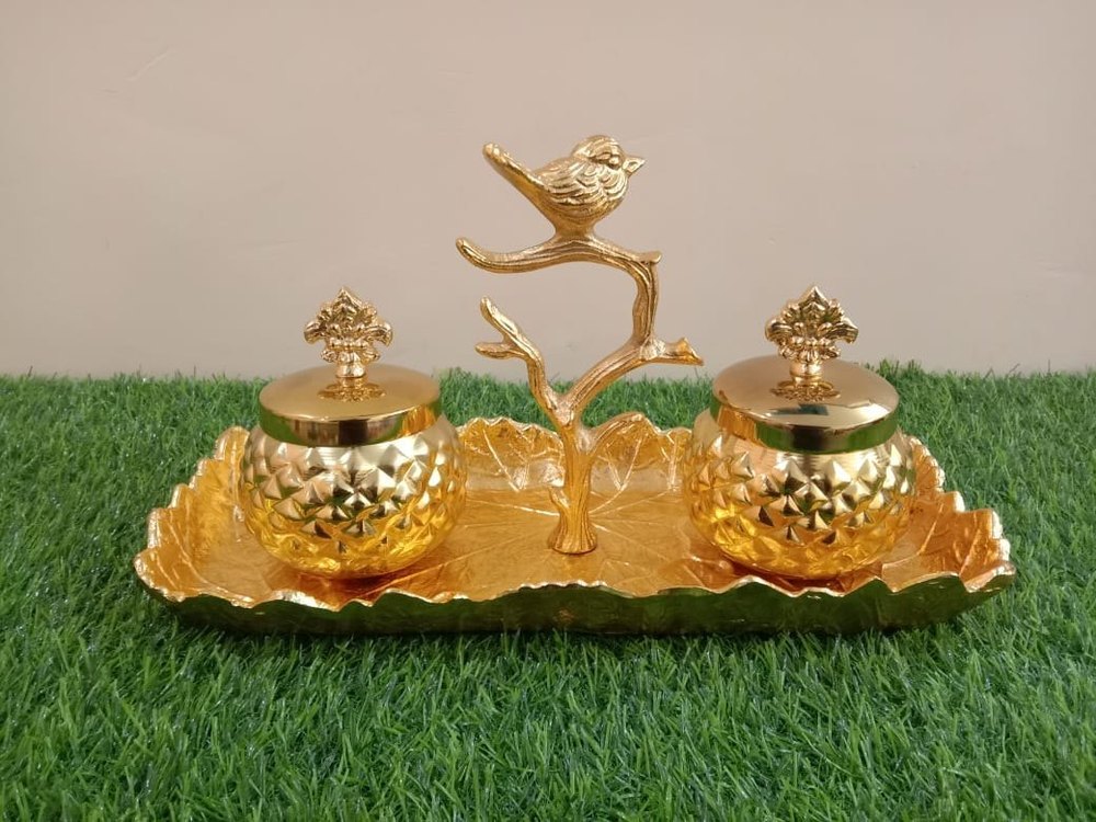 Round Festival Iron Dry Fruit Jar Set With Tray, Size/Dimension: 8 X 4 X 4 Inch img