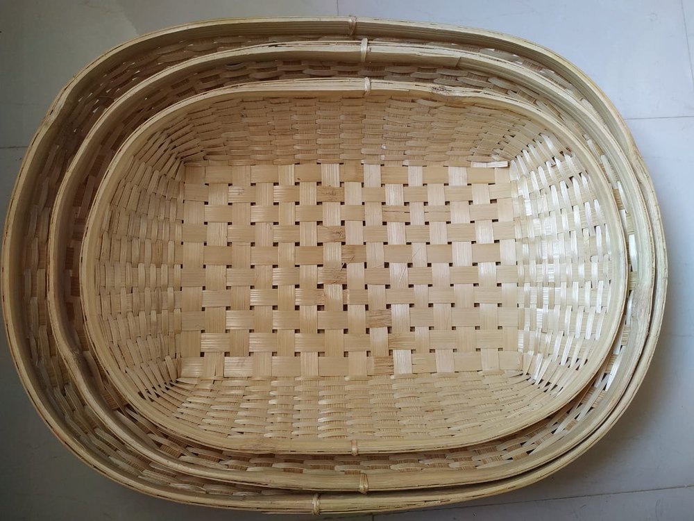 Ethica Bamboo Tray Oval Set of 3 for Home img