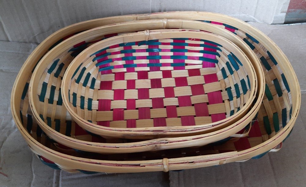 SP handicraft Bamboo Oval tray, For Restaurant, Size: Set Of 3