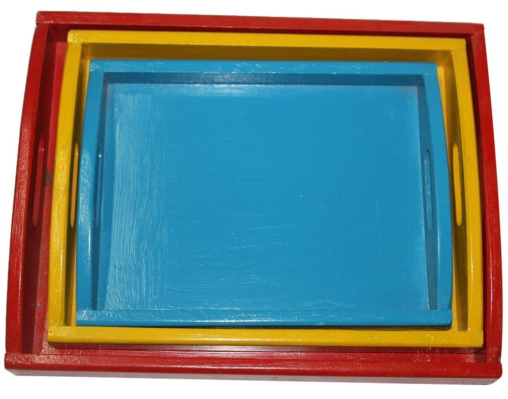 6 Year Max. Red, Yellow and Blue 3 Piece Color Trays Set, For School/Play School