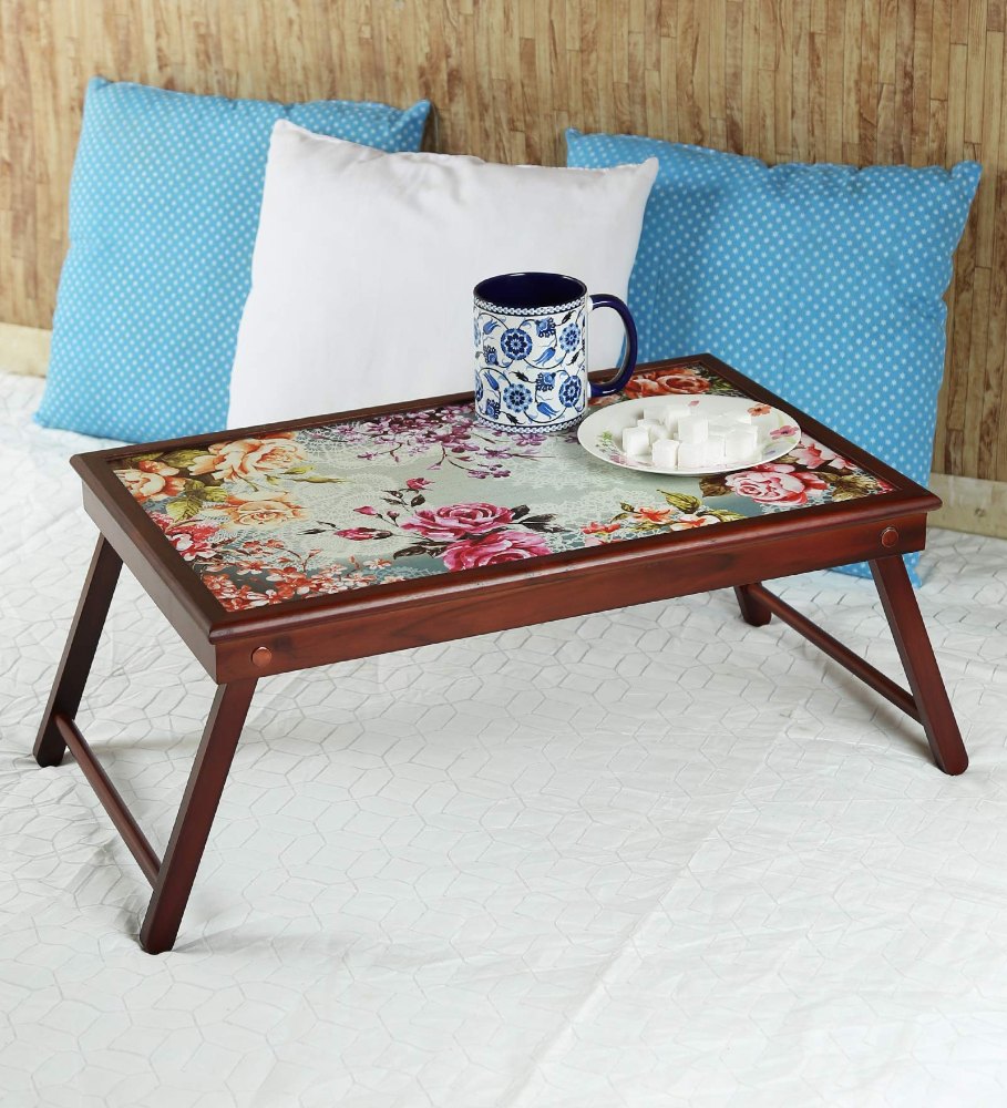 Teak Wood Bed Tray, Size: 20 X 13 X 9 Inch img