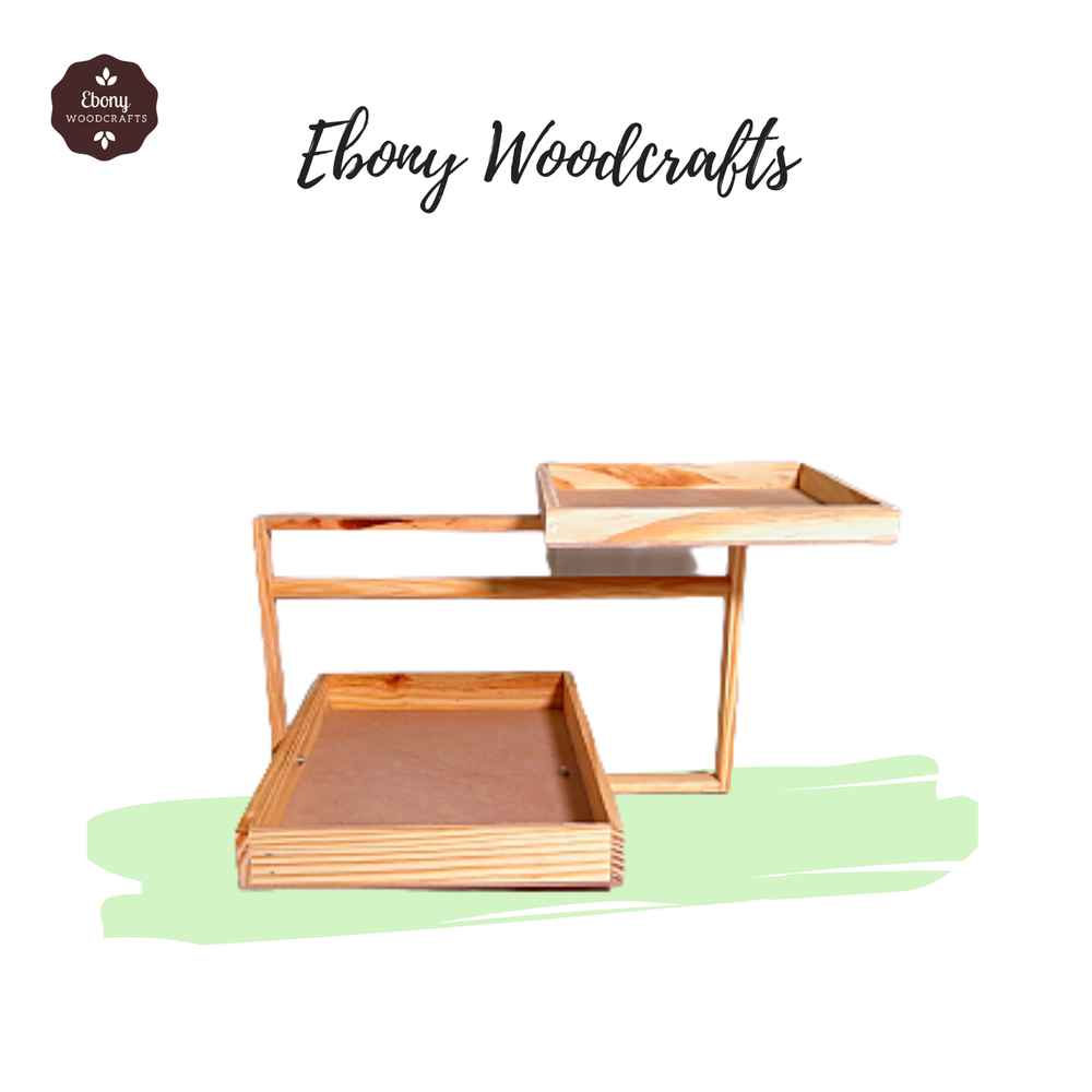 Ebony Woodcrafts\' : Two Tier Tray With Frame - Folding img