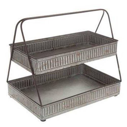 Sam Overseas Metal 2 Tier Tray Stand, For Restaurant, Size: 14x8x15 img