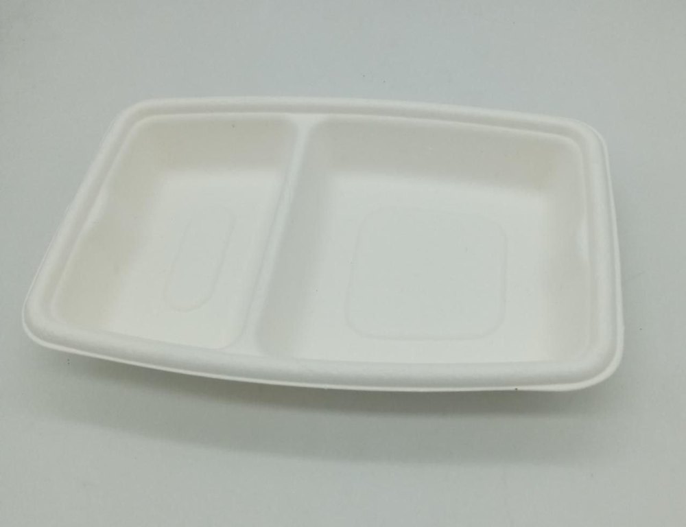 GTC Sugarcane Bagasse 2 Compartment Plate, For Hotel, Size: 9/6