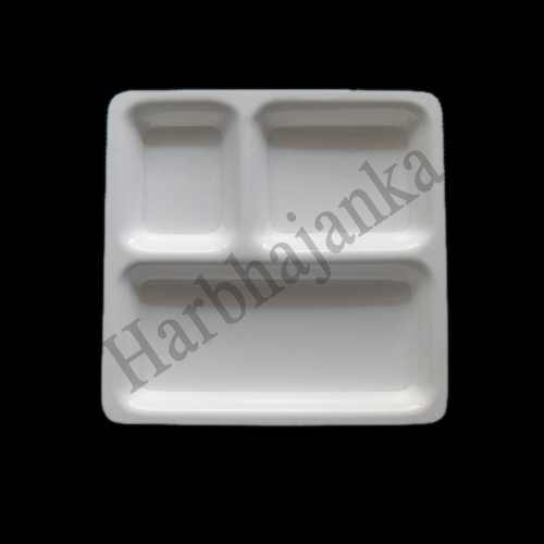 White Acrylic Pav Bhaji Plate, Shape: Square
