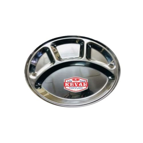 Keval Stainless Steel Round Delux Compartment Plate