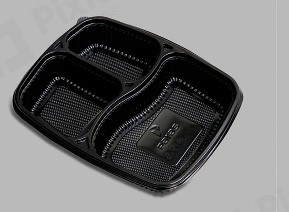 Plastic Black Partition Meal Trays, For Restaurant
