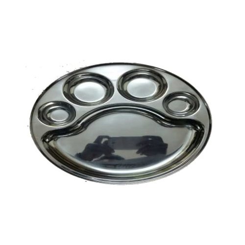Stainless Steel Round Compartment Plate, Size: 12 Inches