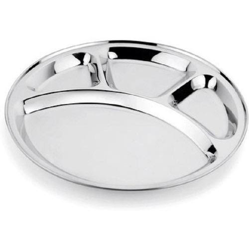 SS Round Stainless Steel Compartment Plate, Size: 10 Inch