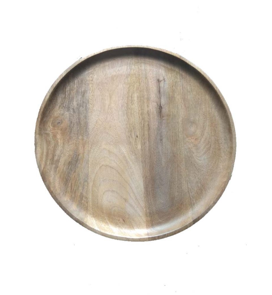 Natural Polished Wooden Round Plate 12 Inch, 12x12x1, Size: Dia 12 Inch img