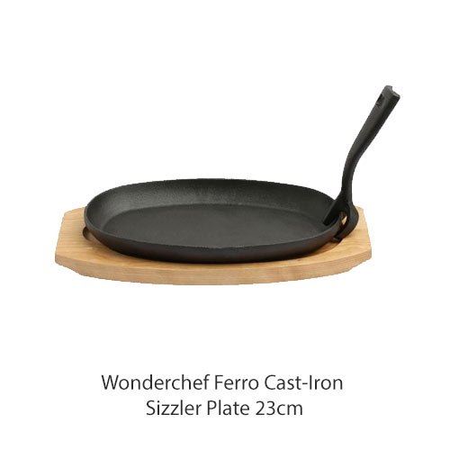 Black 23cm Wonderchef Ferro Cast-Iron Sizzler Plate, For Kitchen